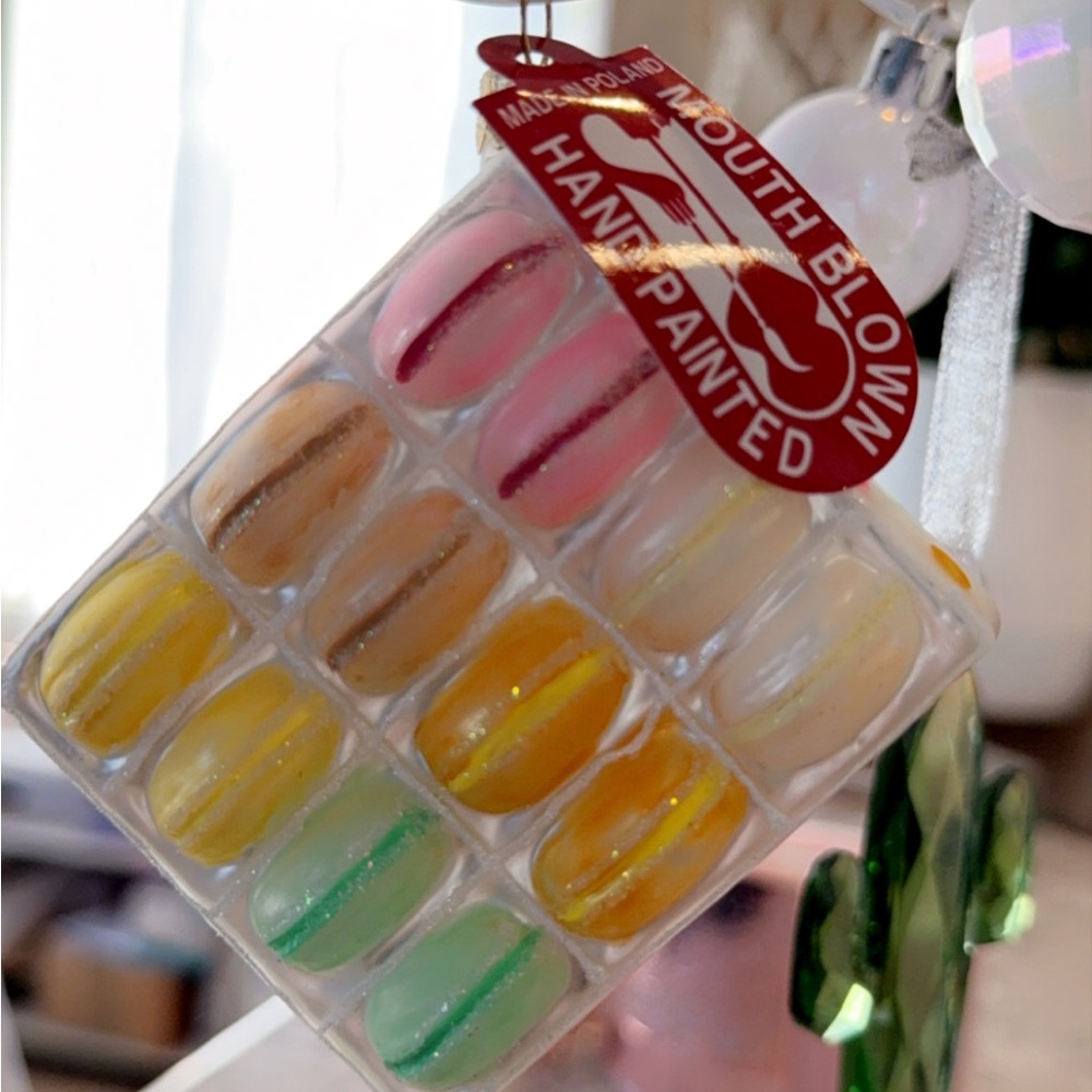 New Anthropologie Hand-Painted Glass Macaron Ornament